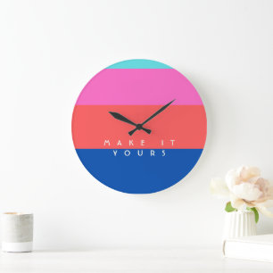 Personalized Modern Colour Block Pattern Large Clock