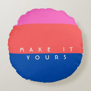Personalized Modern Colour Block Pattern Round Pillow