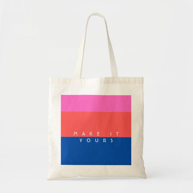 Personalized Modern Colour Block Pattern Tote Bag (Front)