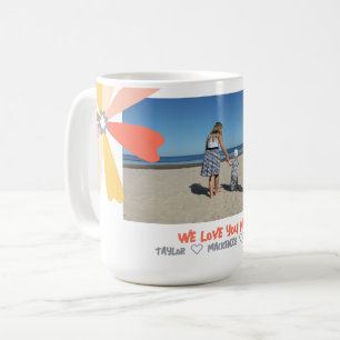 Personalized Modern Colourful Flower Text and Phot Coffee Mug