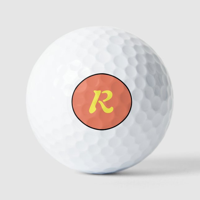  Personalized Modern Colourful Monogram Lettering  Golf Balls (Front)