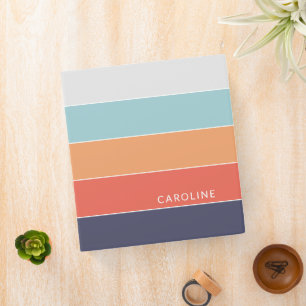 Personalized Modern Colourful Striped Ring Binder