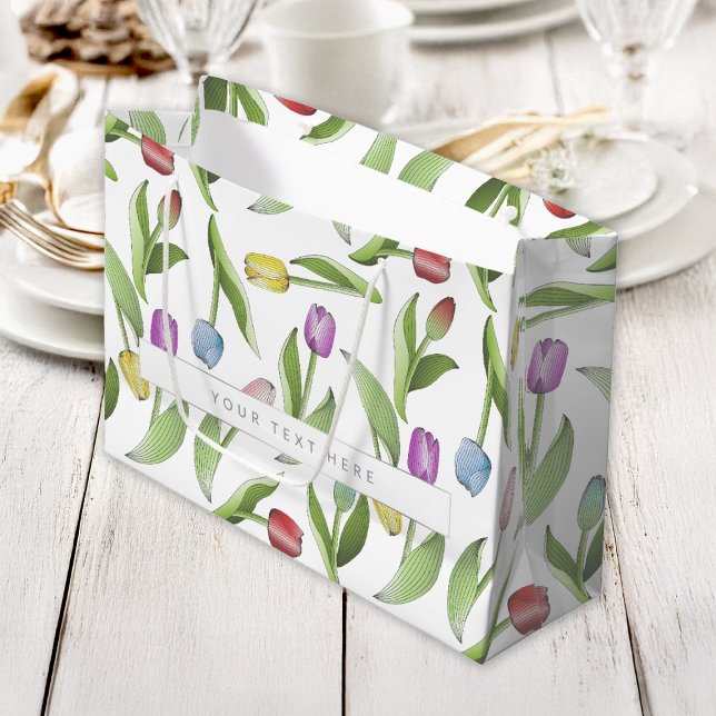 Personalized Modern Colourful Tulip Floral Pattern Large Gift Bag (Creator Uploaded)