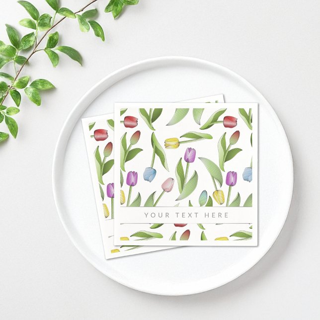 Personalized Modern Colourful Tulip Floral Pattern Napkin (Creator Uploaded)