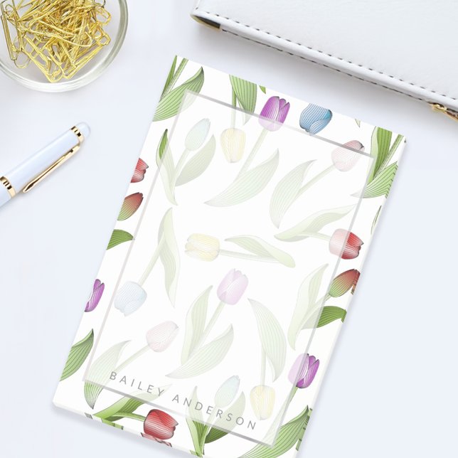 Personalized Modern Colourful Tulip Floral Pattern Post-it Notes (Creator Uploaded)
