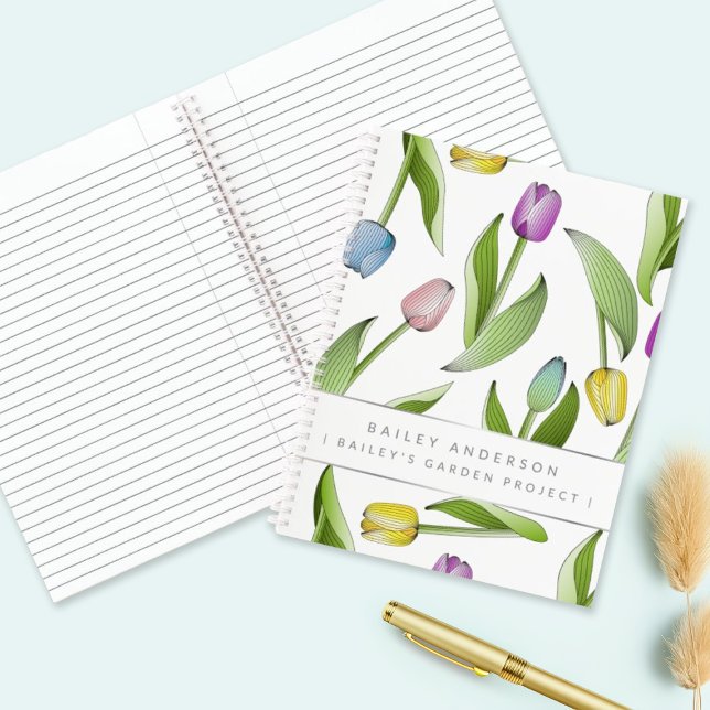 Personalized Modern Colourful Tulip Flower Design Notebook (Creator Uploaded)