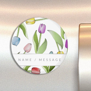 Personalized Modern Colourful Tulip Flower Magnet