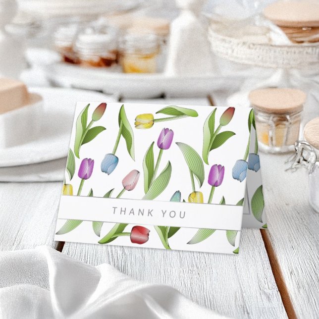 Personalized Modern Colourful Tulip Thank You Card (Creator Uploaded)
