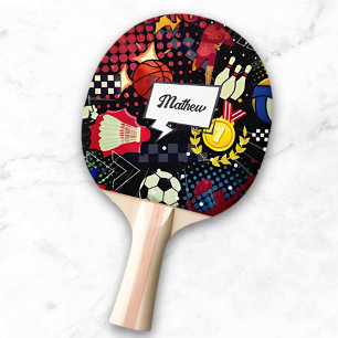Personalized Modern Comic Style Sport, Colourful Ping Pong Paddle