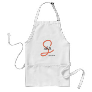 Personalized Modern Coral Elegant Monogram Chef Standard Apron