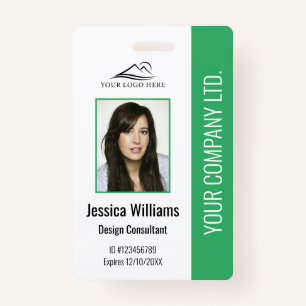 Personalized Modern Corporate Employee Green ID Badge
