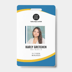 Personalized Modern Corporate Employee ID Blue Badge