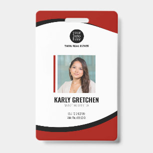 Personalized Modern Corporate Employee ID Red Badge