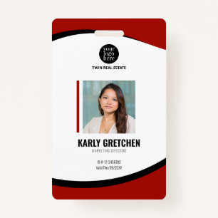 Personalized Modern Corporate Employee ID Red Badge