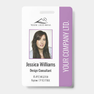 Personalized Modern Corporate Employee Purple ID  Badge