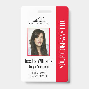 Personalized Modern Corporate Employee Red  ID Badge