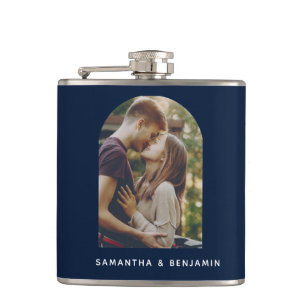Personalized Modern Couple Photo Hip Flask