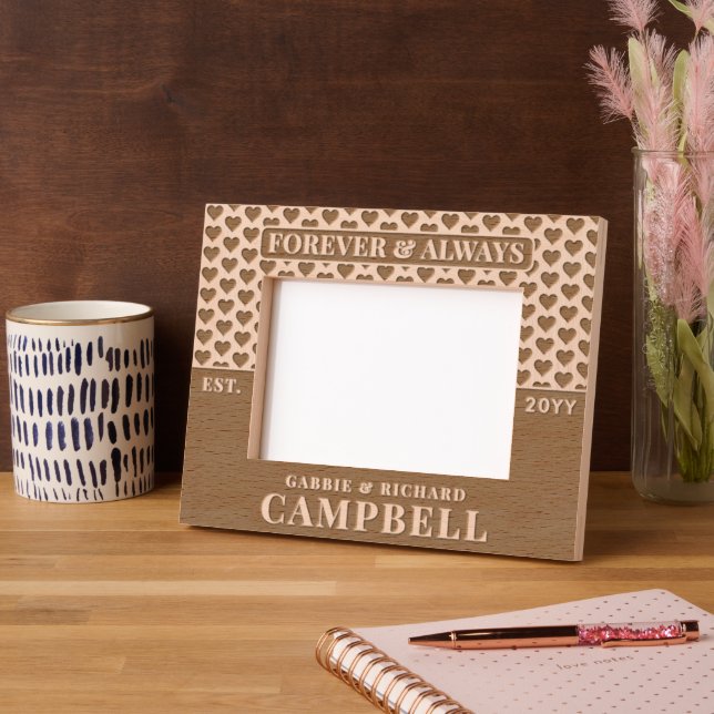 Personalized Modern Couple Wedding and Anniversary Etched Frames (Left)