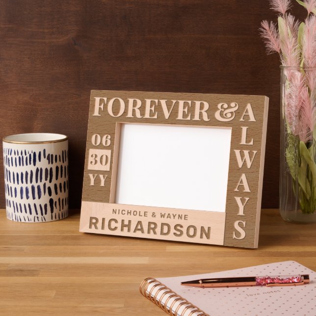 Personalized Modern Couples Name Wedding Date Gift Etched Frames (Left)