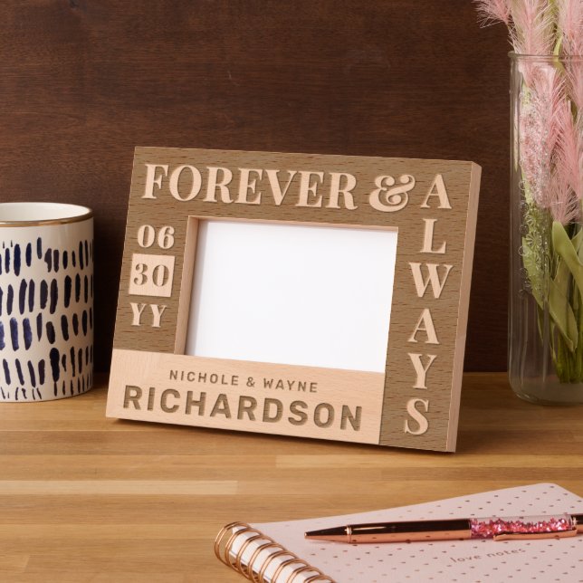 Personalized Modern Couples Name Wedding Date Gift Etched Frames (Left)