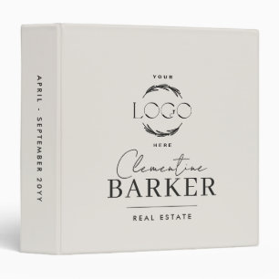 Personalized modern cream script your logo binder