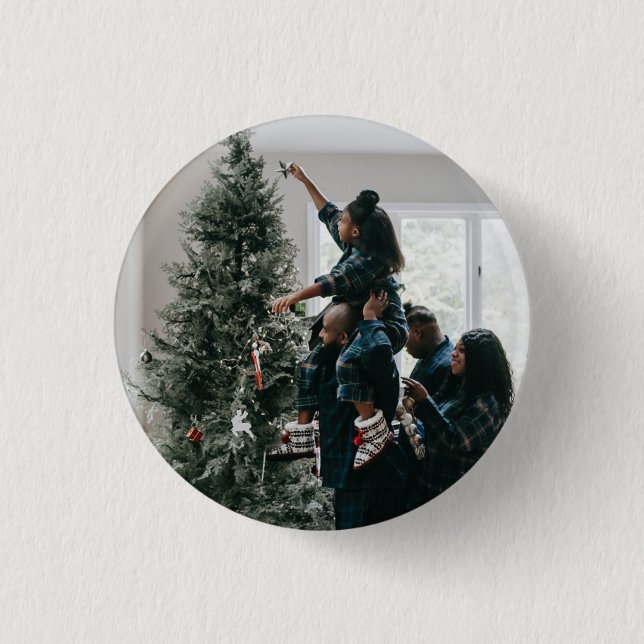 Personalized Modern Custom Christmas Family Photo 1 Inch Round Button (Front)