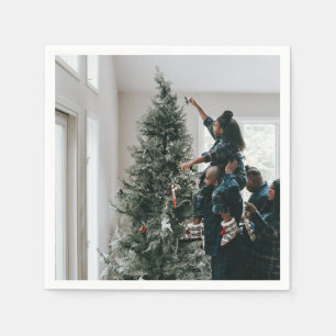 Personalized Modern Custom Christmas Family Photo  Napkin