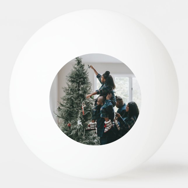 Personalized Modern Custom Christmas Family Photo Ping Pong Ball (Front)