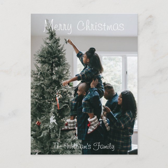 Personalized Modern Custom Christmas Family Photo  Postcard (Front)