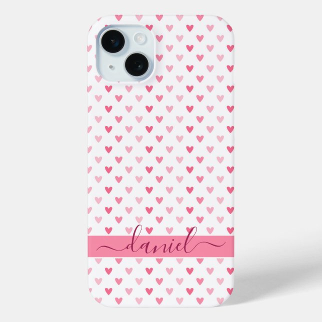 Personalized Modern Custom name Pink Heart Case (Back)