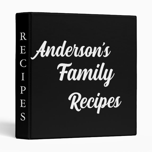 Personalized Modern Custom Script Family Recipe Binder (Front/Spine)