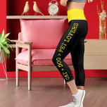 Personalized Modern Cute Bright Yellow Cat Dog Pet Capri Leggings<br><div class="desc">Celebrate your love for furry friends in style with these Personalized Pet Mom Capri Leggings, designed with a bright yellow waistband and bold “CAT > DOG > PET LOVERS” text on both feet. The sleek black background highlights the modern retro vintage typography, offering a trendy look for any casual day....</div>