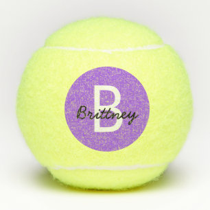 Personalized Modern Cute Purple Monogram Tennis Balls