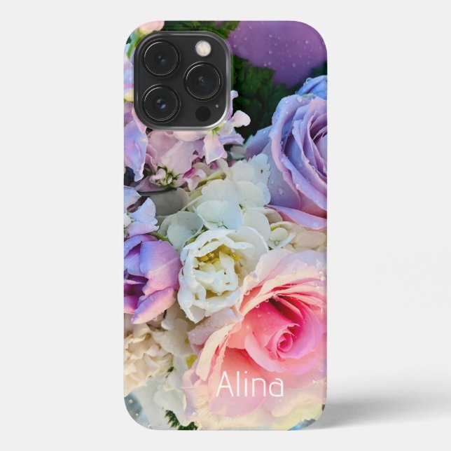 Personalized Modern , Cute Rose iPhone iPhone 13 P iPhone Case (Back)