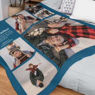 Personalized Modern Dad   6 Photo Fleece Blanket