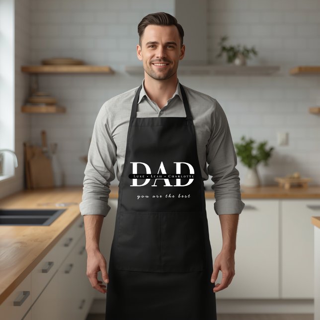 Personalized Modern DAD Black Apron (Creator Uploaded)
