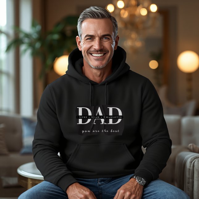 Personalized Modern DAD Black Hoodie (Creator Uploaded)