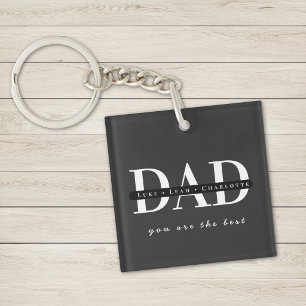 Personalized Modern DAD Black Keychain