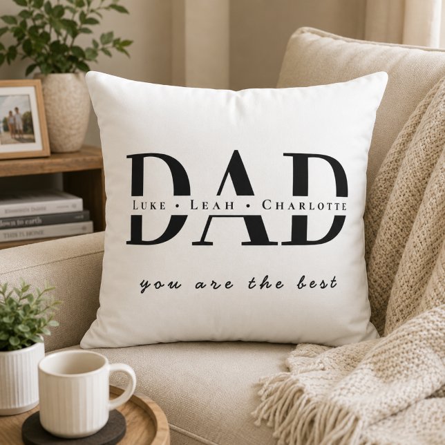 Personalized Modern DAD Throw Pillow (Creator Uploaded)