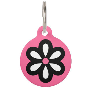 Personalized Modern Daisy Pet Tag - Pink