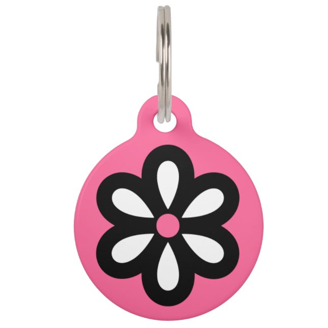 Personalized Modern Daisy Pet Tag - Pink (Front)