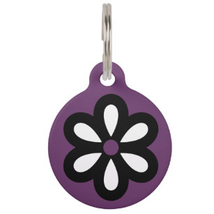 Personalized Modern Daisy Pet Tag - Purple