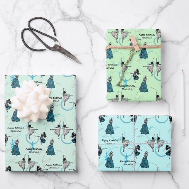 Personalized Modern Dancers Gift Wrap Set (Front)