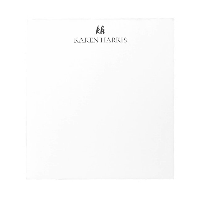 Personalized Modern Design Minimal Initials & Name Notepad (Front)