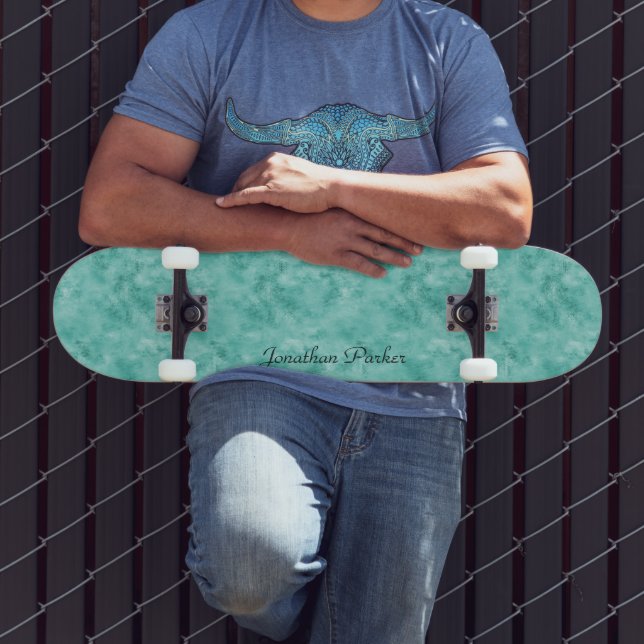 Personalized Modern Distressed Turquoise Skateboard (Outdoor 3)