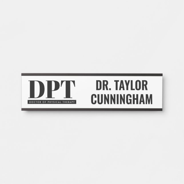 Personalized Modern DPT Doctor of Physical Therapy Door Sign (Front)