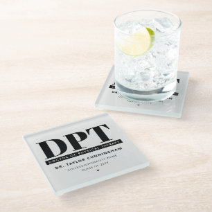 Personalized Modern DPT Doctor of Physical Therapy Glass Coaster