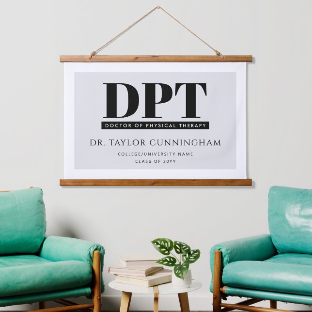 Personalized Modern DPT Doctor of Physical Therapy Hanging Tapestry (Living Room)