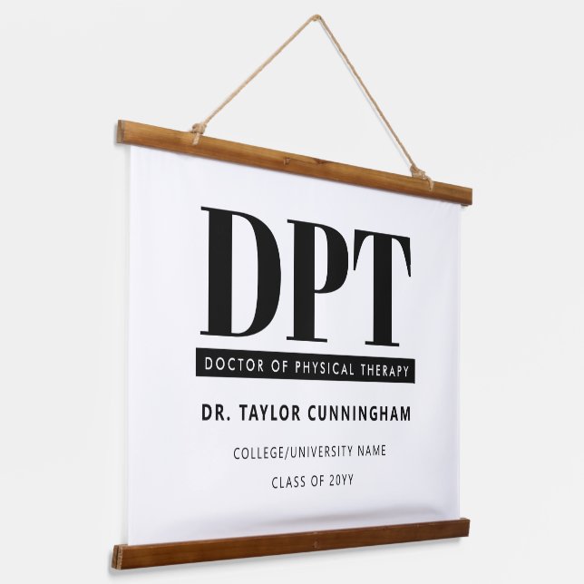 Personalized Modern DPT Doctor of Physical Therapy Hanging Tapestry (Angled)