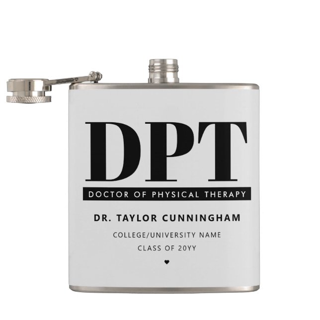 Personalized Modern DPT Doctor of Physical Therapy Hip Flask (Opened)